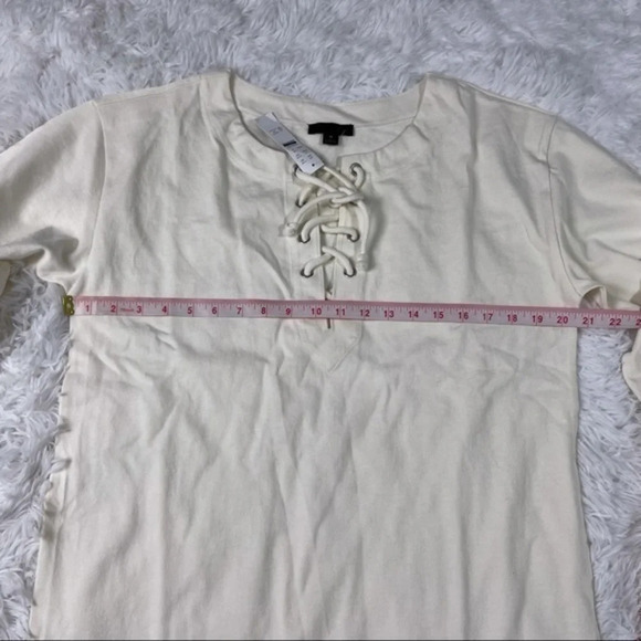 New J Crew Lace Up Balloon Sleeve Dress Ivory AX320 - Picture 7 of 9